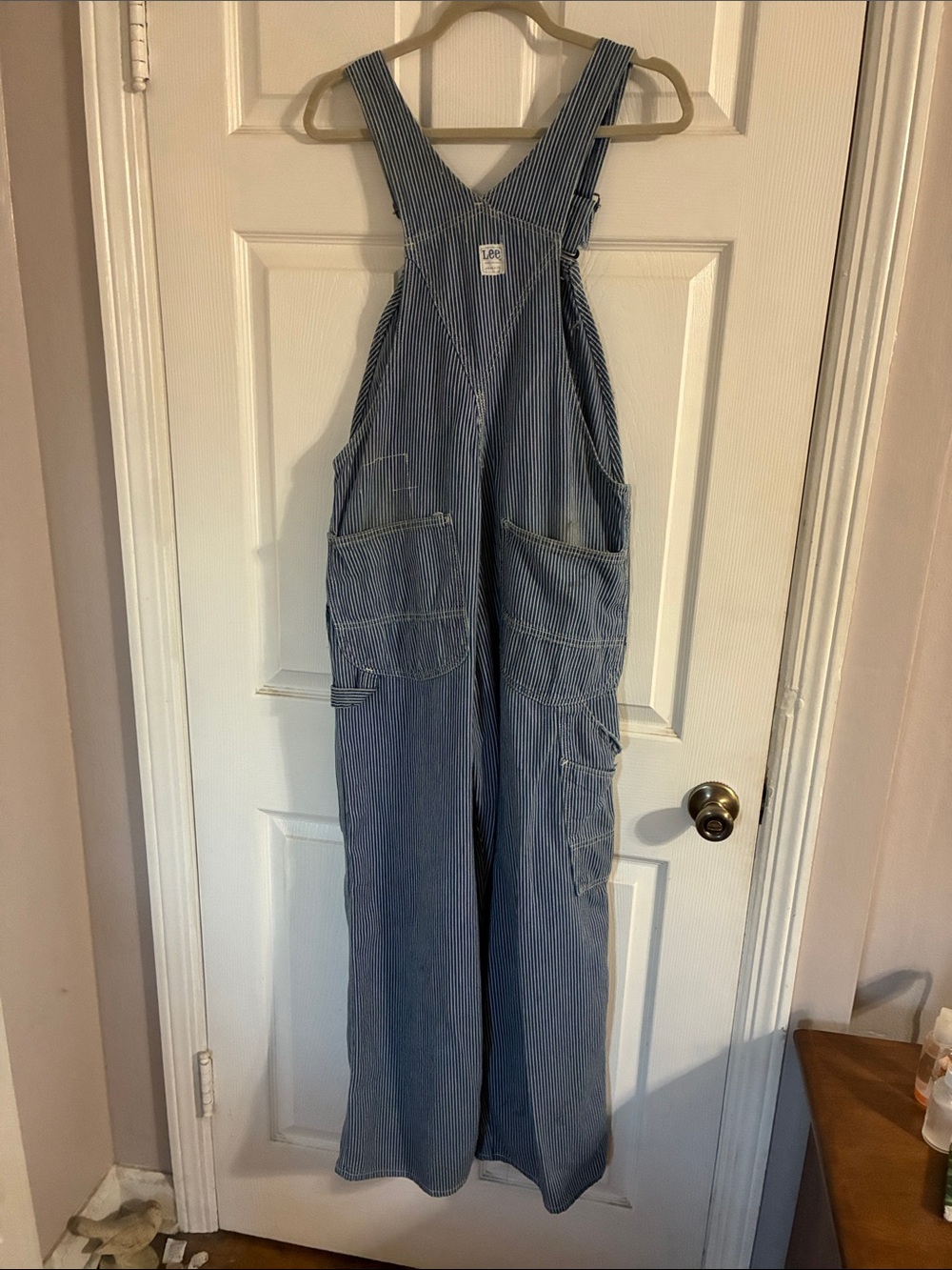 Lee Blue and White Striped Denim Overalls - Picture 8 of 9
